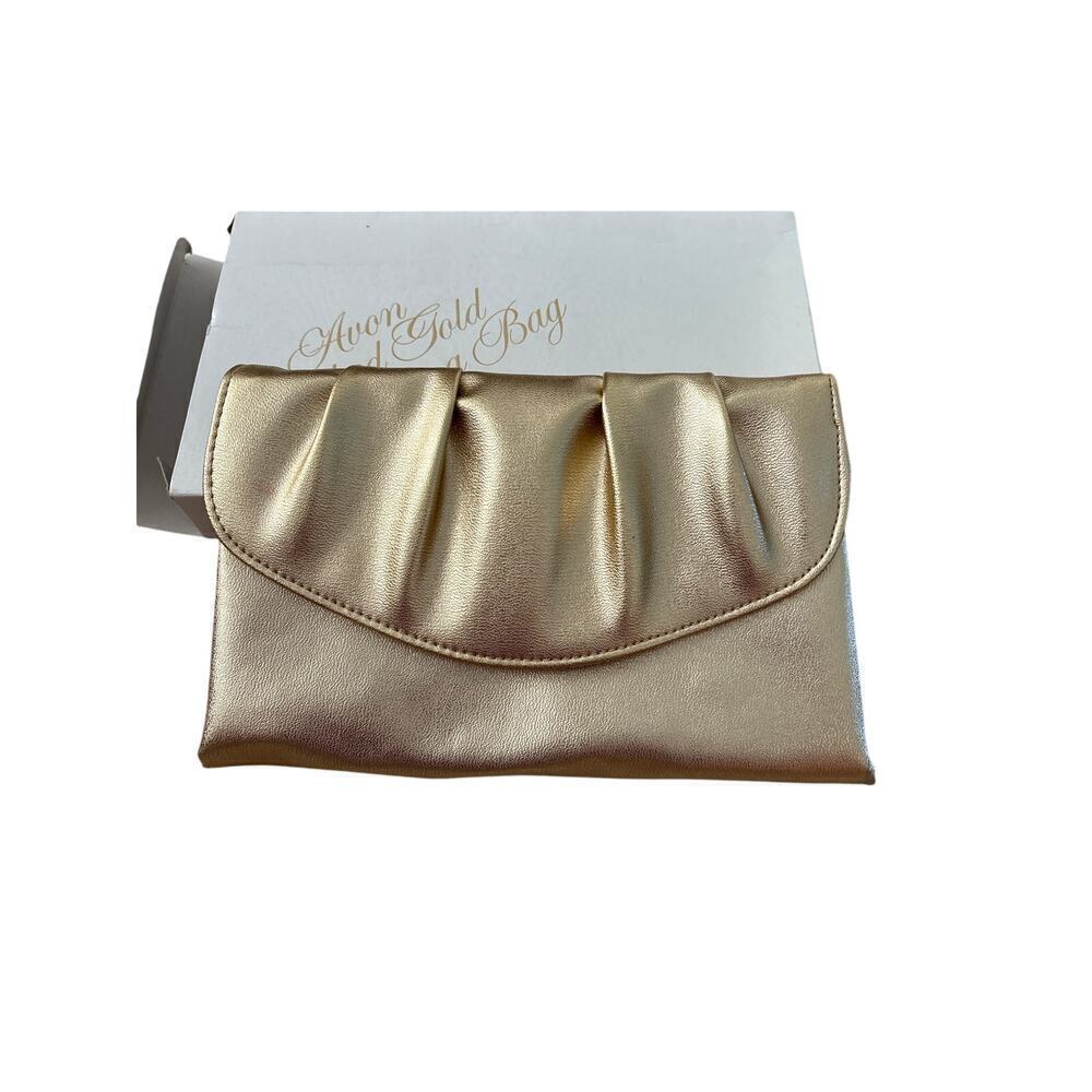 Avon Gold Satin Evening Clutch Purse New in Box Vintage Formal Bag